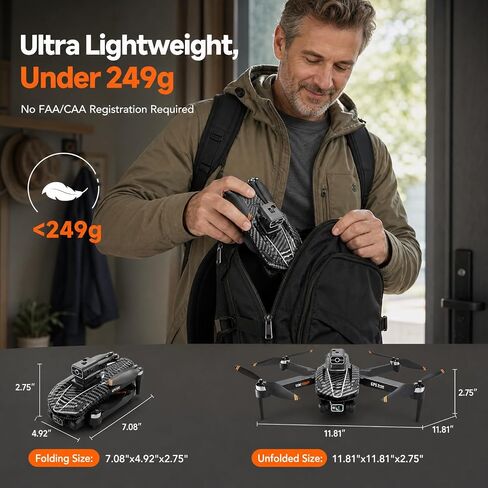 A16 GPS Drones with 4K Camera for Adults EIS, Drone with 4.5" HD Screen | GPS Follow & Auto Return & Obstacle Avoidance, Long Range Transmission, 3 Speed Adjustable, 60 Mins Flight Time, Under 249g in Saudi Arabia