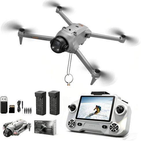 GPS Drone with 4K Camera for Adult EIS, Fishing Drone with 4.3" HD Screen | GPS Follow & Auto Return, Long Range Transmission, 60 Mins Flight Time, Foldable Drone with Brushless Motor, Under 249g in Saudi Arabia