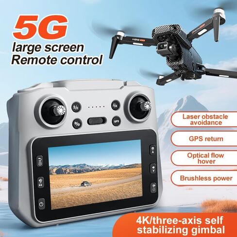 K919M GPS Drones with Camera for Adults 4K, RC Drones with 4.5" HD Screen | GPS Follow & Auto Return, Long Range Transmission, 60 Mins Flight Time, Brushless Motor, Under 249g in Saudi Arabia