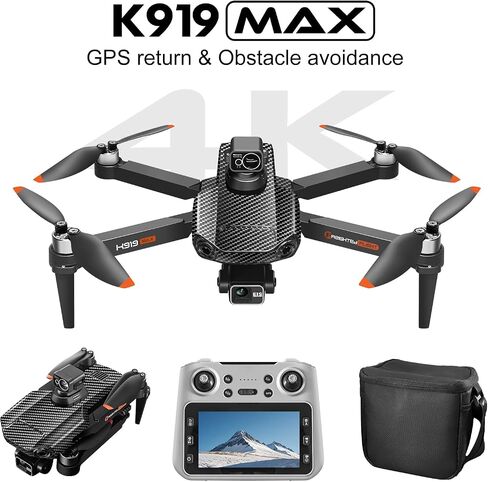 K919M GPS Drones with Camera for Adults 4K, RC Drones with 4.5" HD Screen | GPS Follow & Auto Return, Long Range Transmission, 60 Mins Flight Time, Brushless Motor, Under 249g in Saudi Arabia