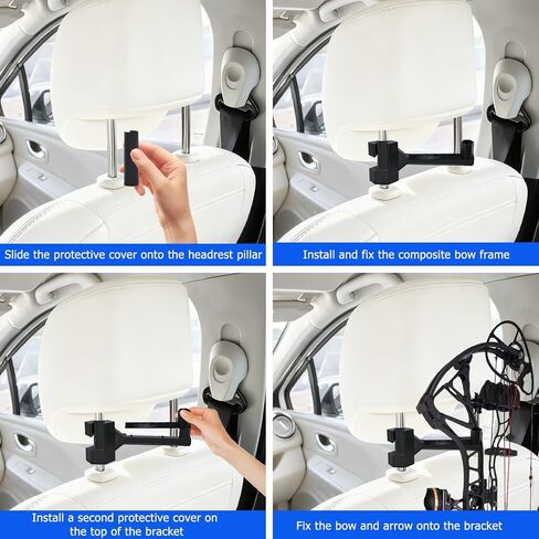 2-Pack Universal Bow Hanger for Truck & SUV, Quick Tool-Free Installation Headrest Bow Holder, Heavy-Duty Protective Compound Bow Rack for Secure Vehicle Storage & Hunting Transport in Saudi Arabia
