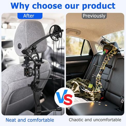 2-Pack Universal Bow Hanger for Truck & SUV, Quick Tool-Free Installation Headrest Bow Holder, Heavy-Duty Protective Compound Bow Rack for Secure Vehicle Storage & Hunting Transport in Saudi Arabia