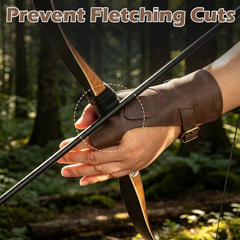 2 Pcs Reinforced Archery Shooting Glove Leather Hand Protector | Handmade Archery Shooting Glove, Archery Accessories, Wrist Finger Protector, Full Grain Leather, for Traditional Bow in Saudi Arabia