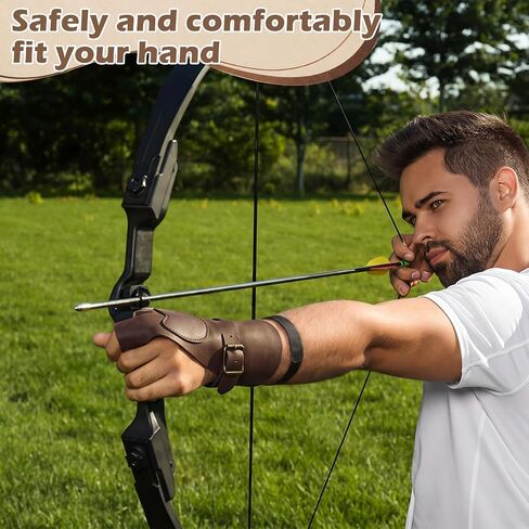 2 Pcs Reinforced Archery Shooting Glove Leather Hand Protector | Handmade Archery Shooting Glove, Archery Accessories, Wrist Finger Protector, Full Grain Leather, for Traditional Bow in Saudi Arabia