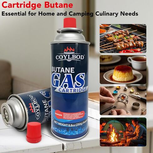 Pure Butane Fuel Canister for Camping Stove & Kitchen Torch Head | 99.99% ultra-pure butane, built-in explosion-proof RVR system, set of 2 cans in Saudi Arabia