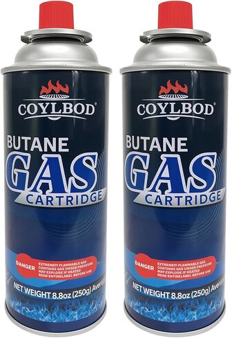 Pure Butane Fuel Canister for Camping Stove & Kitchen Torch Head | 99.99% ultra-pure butane, built-in explosion-proof RVR system, set of 2 cans in Kuwait