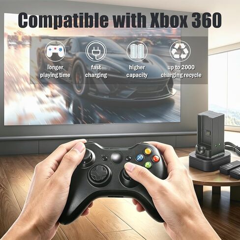4800mAh Battery Charger Compatible with Xbox 360 Controller Battery Pack | 2Pcs Remote Rechargeable Batteries + Dual Charging Station Dock with LED Indicator, Fast Charging 2 Battery At Once in Saudi Arabia