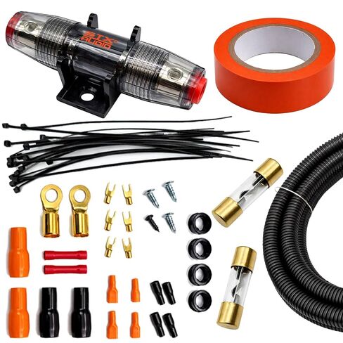 STX Audio SX4C - 4 Gauge Amplifier Wiring Kit, True Spec 4 AWG Power Cable, AGU Fuse Holder with 80A & 100A Fuses, RCA Cable, Complete Install Kit for Car Audio Systems in Saudi Arabia