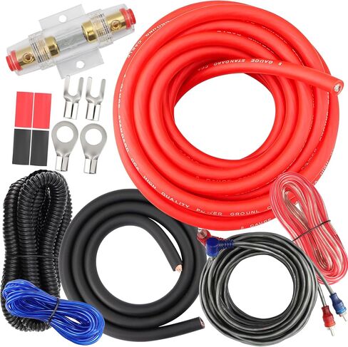 0 Gauge Amplifier Wiring Kit,3000 Watt Amp Car Audio Installation Cable with 100A Fuse Holder,for Car Radio,Subwoofer and Speakers in Saudi Arabia