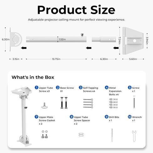 Starlink Gen 3/4/4X Mount Kit, 360° Heavy Duty Adjustable Pivot Mount, for eave, Wall , Roof Mount and Pole Mount Compatible with Starlink V3/V4 Standard Dish(White) in Saudi Arabia