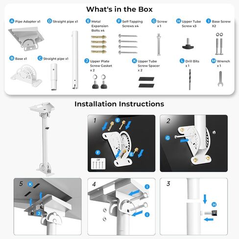 Starlink Gen 3/4/4X Mount Kit, 360° Heavy Duty Adjustable Pivot Mount, for eave, Wall , Roof Mount and Pole Mount Compatible with Starlink V3/V4 Standard Dish(White) in Saudi Arabia
