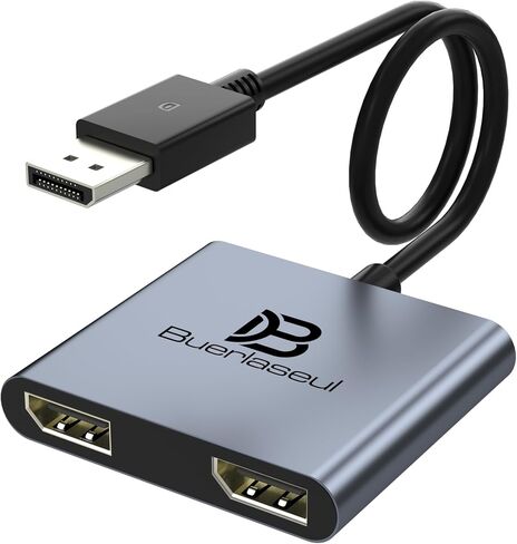 DisplayPort Splitter for Dual Monitors, DisplayPort to Dual DisplayPort Splitter Adapter 4K@120Hz, Monitor Splitter SST/MST Extended Display, DP MST Hub for PC, Laptop,Graphics Card and More in Saudi Arabia