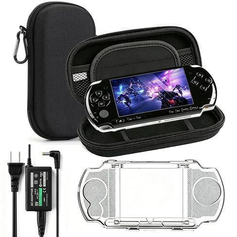 حقيبة تخزين Gevanmies لجهاز PSP 2000/3000، حقيبة حمل محمولة للسفر مع غطاء حماية شفاف، جزء داخلي مضاد للصدمات، حزام معصم وتصميم سحاب مزدوج in Kuwait