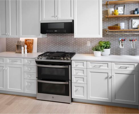 GE Profile 30" Over-the-Range Low Profile Microwave, 1.2 Cu. Ft., 1000 Watts, 400 CFM Hood Vent, LED Lighting, Auto Defrost, Installer-Friendly, Stainless Steel, UVM9125STSS in Saudi Arabia