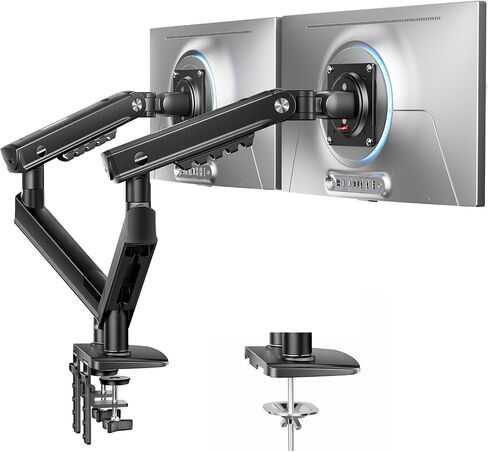 HUANUO FlowLift™ Pro Monitor Arm for 13–32" Screens, MechaSpring Monitor Mount, Fully-Adjustable Monitor Stand with Tilt/Swivel/Rotation, Tool-Free VESA Mount, C-Clamp/Grommet Base, Max Load 19.8 lbs in Kuwait