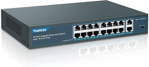 YuanLey 48 منفذ Gigabit PoE Switch غير مُدار مع 2 1000Mbps SFP Uplink، 50 منفذ 802.3af/at 800W PoE + محول شبكة عالي الطاقة، طاقة معدنية مثبتة على حامل عبر إيثرنت in Kuwait