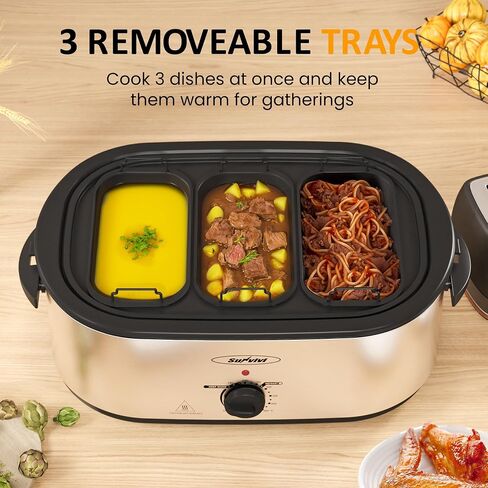 Electric Roaster Oven, 18 QT Turkey Roaster with Self-Basting Lid and Buffet Server, Roaster Oven with Adjustable Temperature Control, Removable Pan for Turkey, Stainless Steel, Silver in Saudi Arabia