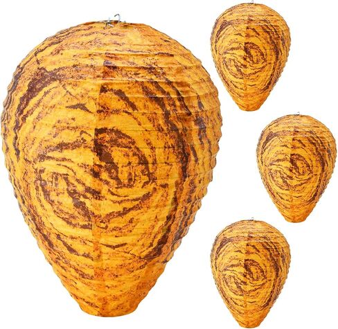 4 Pack Paper Wasp Nest Decoy Hanging Wasp for Hornet Nest for Wasps Yellow in Saudi Arabia