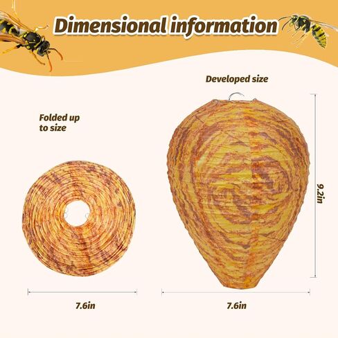 4 Pack Paper Wasp Nest Decoy Hanging Wasp for Hornet Nest for Wasps Yellow in Saudi Arabia