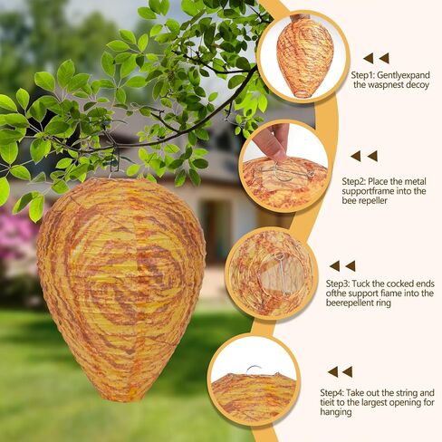 4 Pack Paper Wasp Nest Decoy Hanging Wasp for Hornet Nest for Wasps Yellow in Saudi Arabia