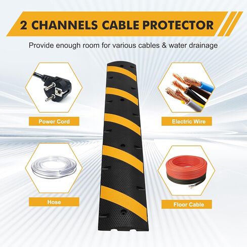 6FT Rubber Speed Bumps 2 Pack, Heavy Duty Traffic Hump for Road & Driveway | 25000Lbs Capacity, Easy Bolt Installation for Driveways, Parking Lots & Gravel Roads, Dual channel cable hose protector in Saudi Arabia