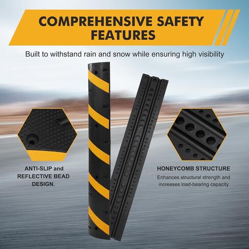 6FT Rubber Speed Bumps 2 Pack, Heavy Duty Traffic Hump for Road & Driveway | 25000Lbs Capacity, Easy Bolt Installation for Driveways, Parking Lots & Gravel Roads, Dual channel cable hose protector in Saudi Arabia