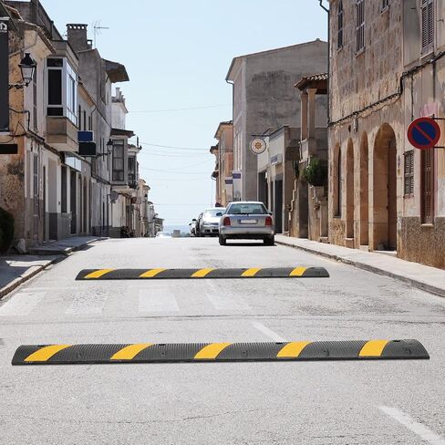 6FT Rubber Speed Bumps 2 Pack, Heavy Duty Traffic Hump for Road & Driveway | 25000Lbs Capacity, Easy Bolt Installation for Driveways, Parking Lots & Gravel Roads, Dual channel cable hose protector in Saudi Arabia