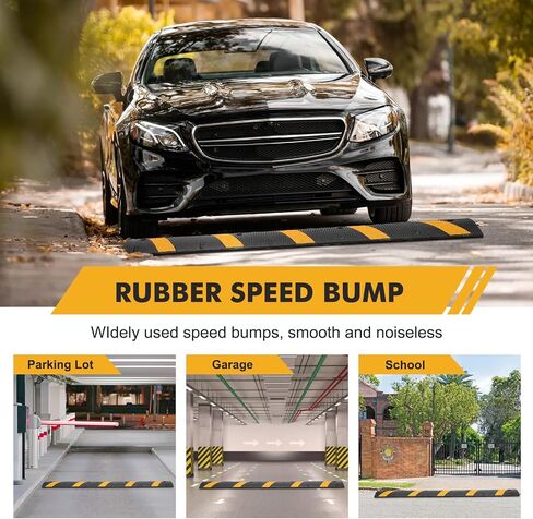 6FT Rubber Speed Bumps 2 Pack, Heavy Duty Traffic Hump for Road & Driveway | 25000Lbs Capacity, Easy Bolt Installation for Driveways, Parking Lots & Gravel Roads, Dual channel cable hose protector in Saudi Arabia
