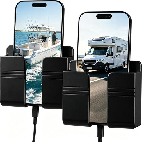 Wall Mount Cell Phone Holder，2 Pcs RV Storage and Organization Accessories, Pontoon Boat Boating Must Haves, Camper Decor wall Mounted for Inside, Travel Trailers Essential, White in Saudi Arabia