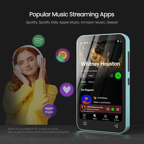 TIMMKOO 80GB Kids MP3 Player with Bluetooth, Parental Controls, Pre-Installed Spotify, Audible, 4" MP4 Player (Teal) in Kuwait