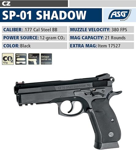 ASG CZ SP-01 Shadow .177 Caliber Steel BB Gun Air Pistol, Non-Blowback in Saudi Arabia