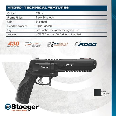 Stoeger XRD50 .50 Caliber CO2 Powered Less Lethal Kinetic Launcher | CO2 Powered .50 Caliber Non Lethal Kinetic Projectile Launcher with 6-Shot Capacity, Training, Home & Personal Defense in Saudi Arabia
