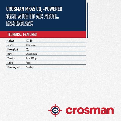 Crosman MK45 Semi-Auto CO2 BB Pistol - .177 Cal - 480 FPS - Tan | Co2 Powered Action - Semi-Auto Firing - Tan And Black Finish in Saudi Arabia
