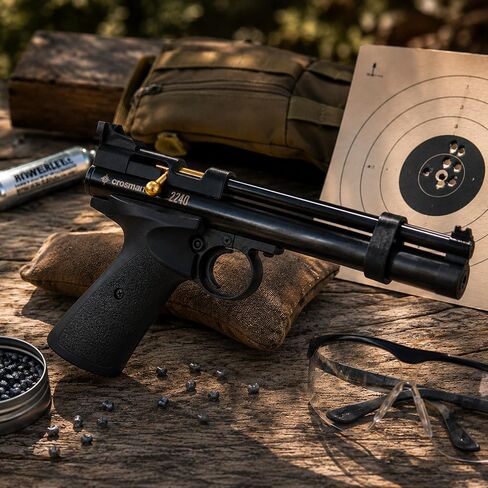 ArmyBoy Crosman 2240 CO2-Powered Air Pistol Kit – .22 Cal Pellet Gun Bundle with 175 Pellets, 10 CO2 Cartridges, Paper Targets & Safety Glasses in Saudi Arabia
