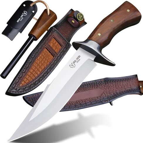 BA-KOR 4mm 9CR18MOV steel (13IN) Bowie knife + sheath & (5.9IN) cerium igniter, suitable for outdoor hunting, camping, survival, EDC tool knife in Saudi Arabia