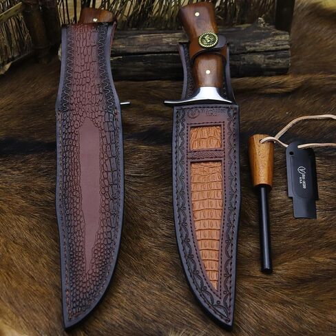 BA-KOR 4mm 9CR18MOV steel (13IN) Bowie knife + sheath & (5.9IN) cerium igniter, suitable for outdoor hunting, camping, survival, EDC tool knife in Saudi Arabia