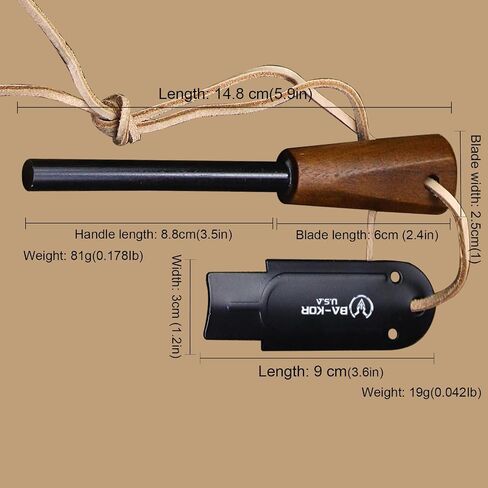 BA-KOR 4mm 9CR18MOV steel (13IN) Bowie knife + sheath & (5.9IN) cerium igniter, suitable for outdoor hunting, camping, survival, EDC tool knife in Saudi Arabia