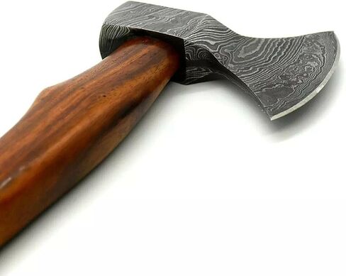 14" Camping Axe Hatchet Tomahawk | Handmade Damascus Carbon Steel Hunting Viking Axe, Chopping Axe, Throwing Axe, Gardening & Bushcraft Axe for Outdoor Wood | Viking Gifts for Men with Sheath in Kuwait