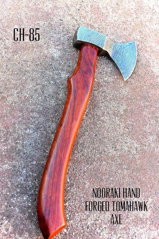 14" Camping Axe Hatchet Tomahawk | Handmade Damascus Carbon Steel Hunting Viking Axe, Chopping Axe, Throwing Axe, Gardening & Bushcraft Axe for Outdoor Wood | Viking Gifts for Men with Sheath in Kuwait