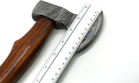 14" Camping Axe Hatchet Tomahawk | Handmade Damascus Carbon Steel Hunting Viking Axe, Chopping Axe, Throwing Axe, Gardening & Bushcraft Axe for Outdoor Wood | Viking Gifts for Men with Sheath in Kuwait