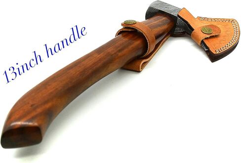 14" Camping Axe Hatchet Tomahawk | Handmade Damascus Carbon Steel Hunting Viking Axe, Chopping Axe, Throwing Axe, Gardening & Bushcraft Axe for Outdoor Wood | Viking Gifts for Men with Sheath in Kuwait