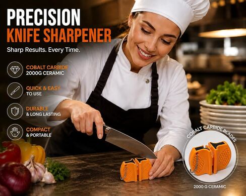 Keyfit Tools CobaltCeramic Knife Sharpener Dual Stage Cobalt Carbide & 2000g Ceramic Premium Quality Blade Sharpener ~Compact ~Floats ~Light Weight ~Easily Packable in Saudi Arabia