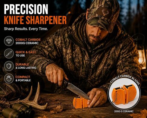 Keyfit Tools CobaltCeramic Knife Sharpener Dual Stage Cobalt Carbide & 2000g Ceramic Premium Quality Blade Sharpener ~Compact ~Floats ~Light Weight ~Easily Packable in Saudi Arabia