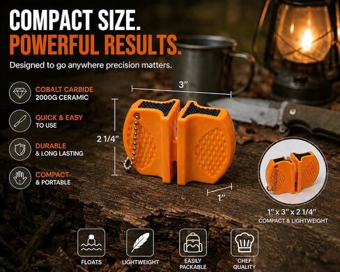 Keyfit Tools CobaltCeramic Knife Sharpener Dual Stage Cobalt Carbide & 2000g Ceramic Premium Quality Blade Sharpener ~Compact ~Floats ~Light Weight ~Easily Packable in Saudi Arabia