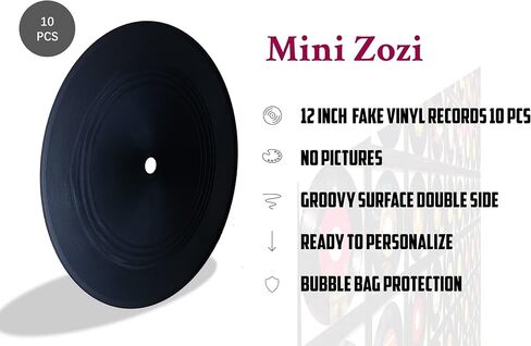 MINI ZOZI 12 inch Black Blank Vinyl Records Fake 10 PCS Aesthetic | Indie Aesthetic Room Decor or Home Decor on Wall for Bedroom or Living Room Music Studio Hip Hop Decorative Discos in Saudi Arabia