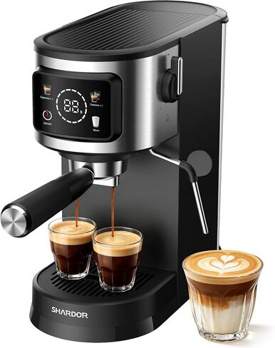 SHARDOR Espresso Machine with Milk Frother, for cappuccino and latte | 15 Bar, Expresso Coffee Machines with Single & Double Shots,LED Touchscreen, 40.6oz Water Tank, 1550W, BPA-Free,Black in Saudi Arabia