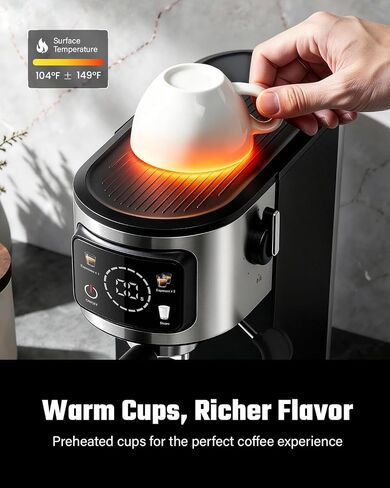 SHARDOR Espresso Machine with Milk Frother, for cappuccino and latte | 15 Bar, Expresso Coffee Machines with Single & Double Shots,LED Touchscreen, 40.6oz Water Tank, 1550W, BPA-Free,Black in Saudi Arabia