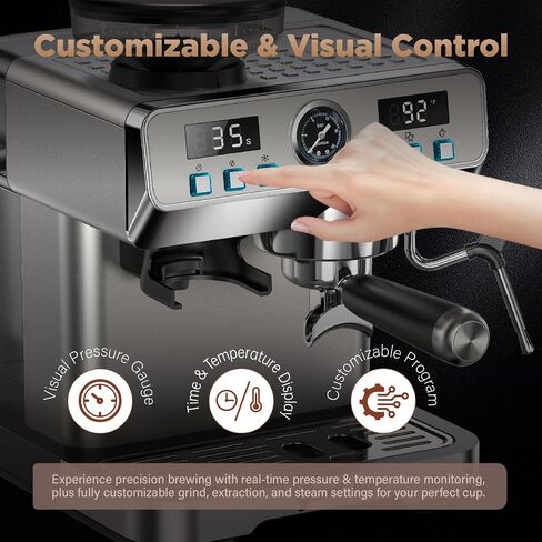 Espresso Machine with Grinder 20 Bar with 68oz Water Tank Cold Brew | Professional Expresso Coffee Machines for Home Customizable 194℉-203℉ Temp Control Espresso Maker All-in-One Coffee Maker in Saudi Arabia