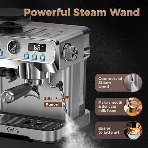 Espresso Machine with Grinder 20 Bar with 68oz Water Tank Cold Brew | Professional Expresso Coffee Machines for Home Customizable 194℉-203℉ Temp Control Espresso Maker All-in-One Coffee Maker in Saudi Arabia