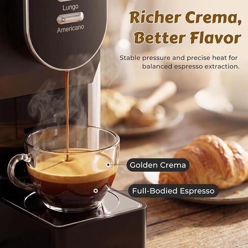 Stainless Steel 20 Bar Espresso Machine for Nespresso Original Pods | ULKA Pump, 1200W PID + NTC Heating, 4 Brew Modes, Programmable Cup Memory & Low-Water Alert for Home or Office Coffee Bars in Saudi Arabia